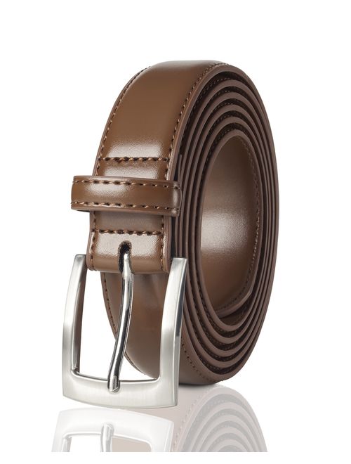 Belts for Men Mens Belt Buckle Genuine Leather Stitched Uniform Dress Belt