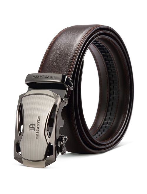 BOSTANTEN Men's Leather Ratchet Dress Belt with Automatic Sliding Buckle