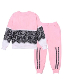 LZH Toddler Girls Clothes Tracksuit Floral Print Outfits Coat Pants Suit