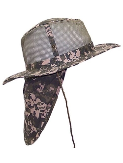 Tropic Hats Summer Wide Brim Mesh Safari/Outback W/Neck Flap & Snap Up Sides