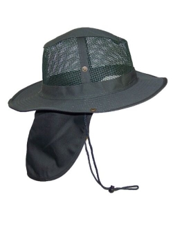 Tropic Hats Summer Wide Brim Mesh Safari/Outback W/Neck Flap & Snap Up Sides