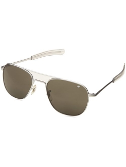 AO Eyewear Original Pilot Bayonet Aviator Sunglasses with Matte Chrome