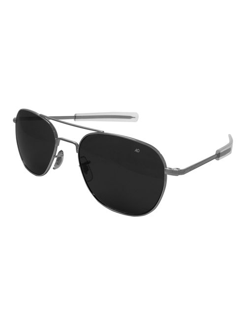 AO Eyewear Original Pilot Bayonet Aviator Sunglasses with Matte Chrome