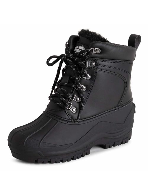 Polar Mens Muck Lace Up Short Nylon Winter Snow Rain Lace Up Casual Duck Boots