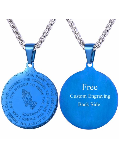 U7 Men Women Bible Verse Prayer Necklace with Free Chain 20