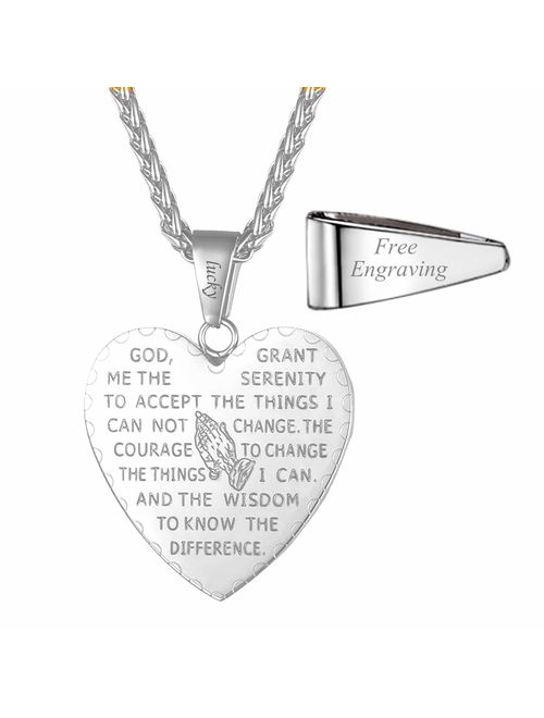 U7 Men Women Bible Verse Prayer Necklace with Free Chain 20