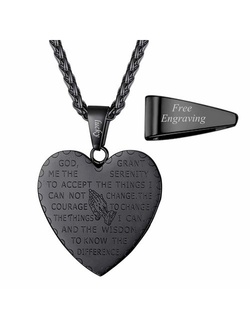 U7 Men Women Bible Verse Prayer Necklace with Free Chain 20