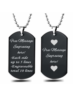 Interway Trading Personalized Regular Size Custom Message Engraved Stainless Steel Necklace Dog Tag Pendant with 26 inch (66cm) Chain,GiftBox and Keychain