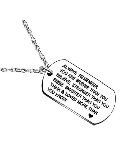 lauhonmin Always Remember You are Braver/Stronger/Smarter Than You Think Pendant Necklace Family Friend Gift Unisex