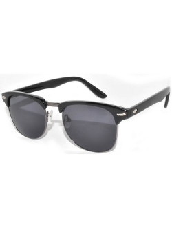 Retro Classic Sunglasses Metal Half Frame With Colored Lens Uv 400 OWL