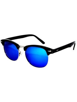 Retro Classic Sunglasses Metal Half Frame With Colored Lens Uv 400 OWL