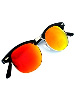 Retro Classic Sunglasses Metal Half Frame With Colored Lens Uv 400 OWL