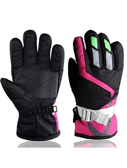 YR.Lover Children Ski Gloves Winter Warm Outdoor Riding Thickening Gloves(2-4Y)