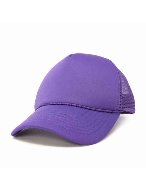 Trucker Cap Mesh Hat with Solid Colors and Adjustable Strap and Small Braid