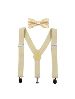 Hanerdun Kids Suspenders Bowtie Sets Adjustable Suspender Set for Boys and Girls