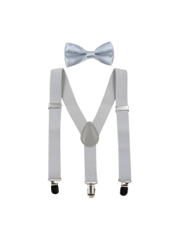 Hanerdun Kids Suspenders Bowtie Sets Adjustable Suspender Set for Boys and Girls