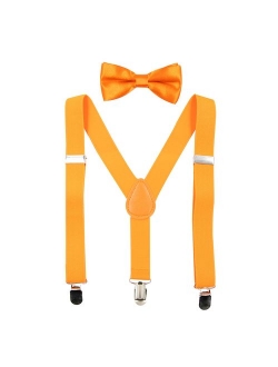 Hanerdun Kids Suspenders Bowtie Sets Adjustable Suspender Set for Boys and Girls