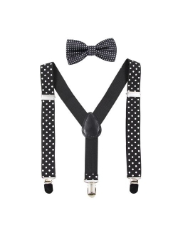 Hanerdun Kids Suspenders Bowtie Sets Adjustable Suspender Set for Boys and Girls