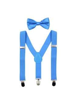 Hanerdun Kids Suspenders Bowtie Sets Adjustable Suspender Set for Boys and Girls