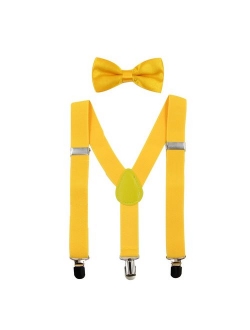 Hanerdun Kids Suspenders Bowtie Sets Adjustable Suspender Set for Boys and Girls