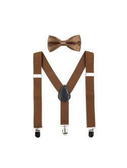 Hanerdun Kids Suspenders Bowtie Sets Adjustable Suspender Set for Boys and Girls