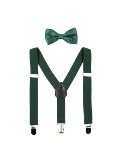 Hanerdun Kids Suspenders Bowtie Sets Adjustable Suspender Set for Boys and Girls