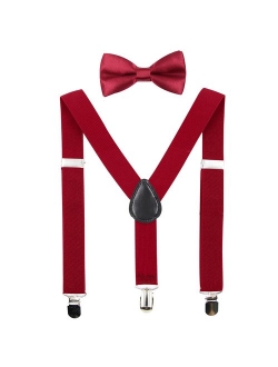 Hanerdun Kids Suspenders Bowtie Sets Adjustable Suspender Set for Boys and Girls