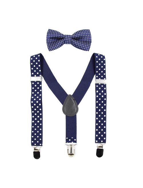 Hanerdun Kids Suspenders Bowtie Sets Adjustable Suspender Set for Boys and Girls