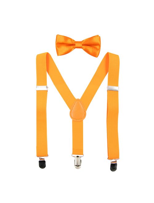 Hanerdun Kids Suspenders Bowtie Sets Adjustable Suspender Set for Boys and Girls