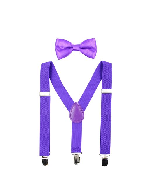 Hanerdun Kids Suspenders Bowtie Sets Adjustable Suspender Set for Boys and Girls