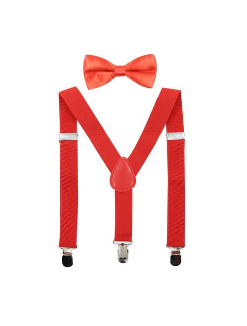 Hanerdun Kids Suspenders Bowtie Sets Adjustable Suspender Set for Boys and Girls