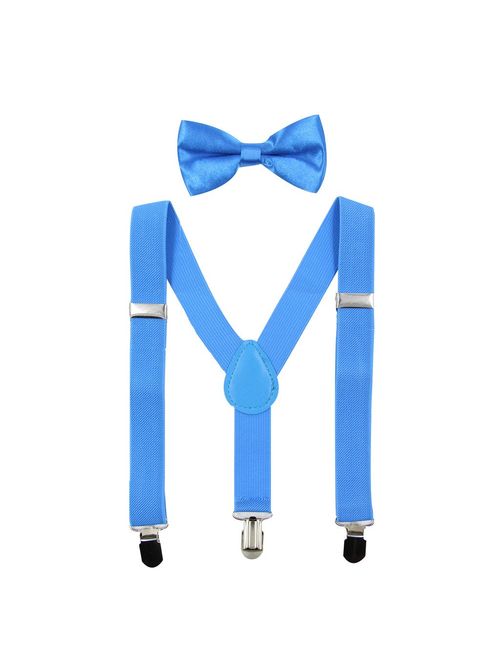 Hanerdun Kids Suspenders Bowtie Sets Adjustable Suspender Set for Boys and Girls