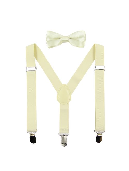 Hanerdun Kids Suspenders Bowtie Sets Adjustable Suspender Set for Boys and Girls