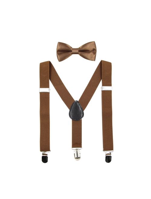 Hanerdun Kids Suspenders Bowtie Sets Adjustable Suspender Set for Boys and Girls