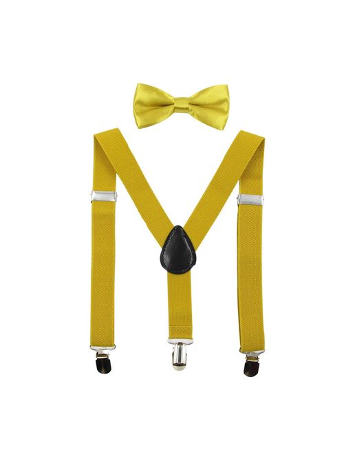 Hanerdun Kids Suspenders Bowtie Sets Adjustable Suspender Set for Boys and Girls