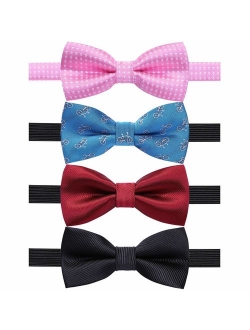 AUSKY 4 Packs Adjustable Pre-tied Bow Tie for Infant baby boys Toddler Child Kids in Different style color