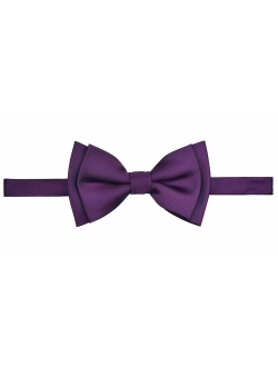 Retreez Solid Matte Color Woven Microfiber Pre-tied Boy's Bow Tie