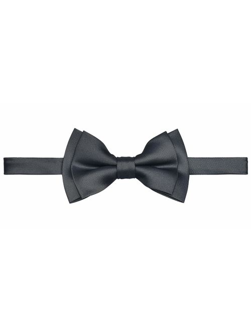 Retreez Solid Matte Color Woven Microfiber Pre-tied Boy's Bow Tie