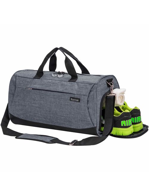 Kuston Sports Gym Bag with Shoes Compartment Travel Duffel Bag for Men and Women