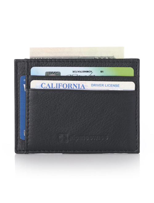 Alpine Swiss RFID Mens Thin Minimalist ID Card Case Slim Front Pocket Wallets 4 Top Styles