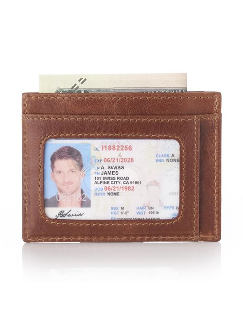 Alpine Swiss RFID Mens Thin Minimalist ID Card Case Slim Front Pocket Wallets 4 Top Styles