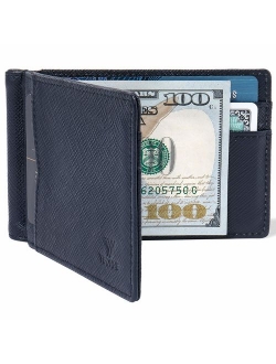 YBONNE Mens New Slim Wallet with Money Clip Front Pocket RFID Blocking Bifold Leather Card Holder Minimalist Mini Billfold Gift Box