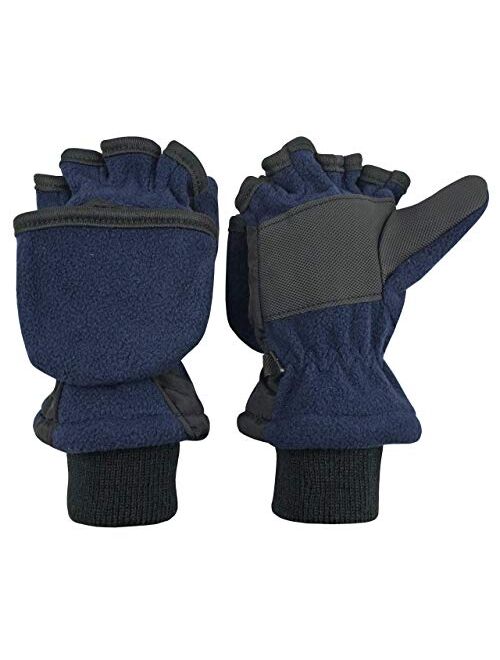 N'Ice Caps Kids Thinsulate Lined Winter Converter Fingerless Glove To Mitten