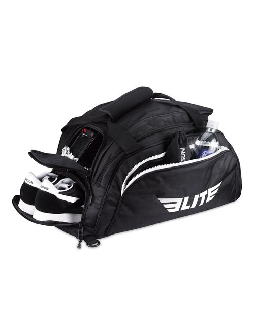 Elite Sports Boxing Gym Duffle Bag for MMA, BJJ, Jiu Jitsu Gear, Duffel Athletic Gym Backpack with Shoes Compartment