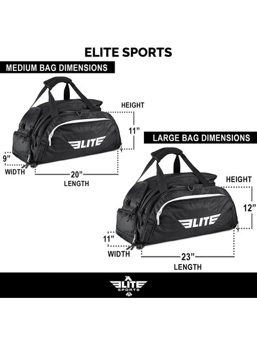 Elite Sports Boxing Gym Duffle Bag for MMA, BJJ, Jiu Jitsu Gear, Duffel Athletic Gym Backpack with Shoes Compartment