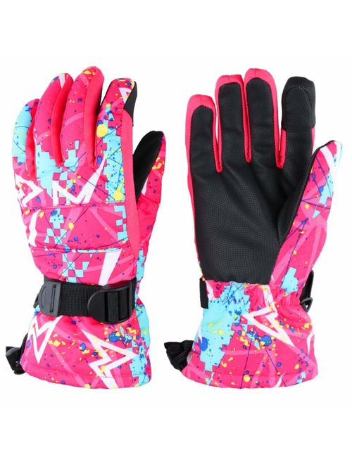 Toddler Women Mens Snow Gloves Kids Waterproof Winter Warm Thermal Ski Snowboard Ladies Glove