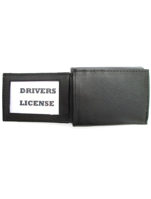 Dangerous Threads Mens Black Leather Wallet Lambskin"Flip" Trifold 732