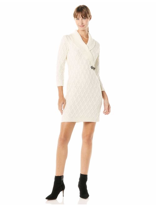 Calvin Klein Women's Long Sleeve Cross Front Sweater Dress