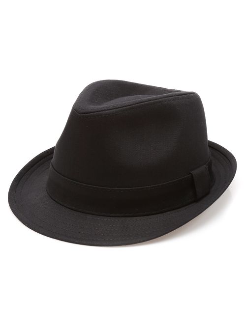 Classic Trilby Short Brim 100% Cotton Twill Fedora Hat with Band