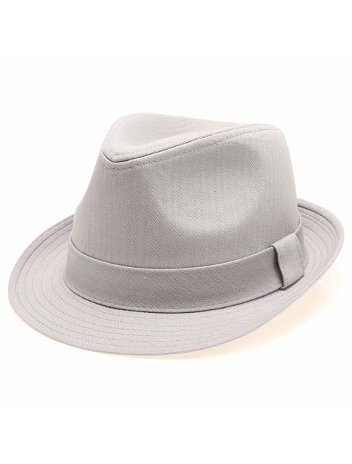 Classic Trilby Short Brim 100% Cotton Twill Fedora Hat with Band